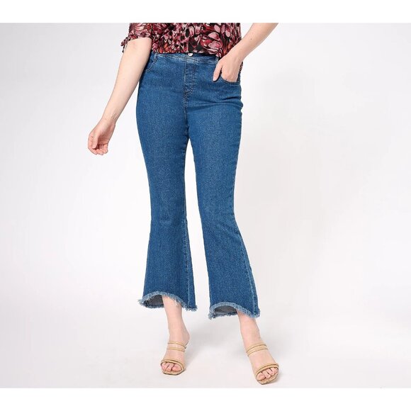 Women With Control Reg Wonder Denim Kick Flare Jeans Indigo  Plus 24 A599462 - Picture 1 of 3